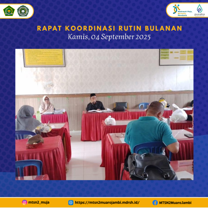 MTsN 2 Muaro Jambi Gelar Rapat Koordinasi Rutin Bulanan