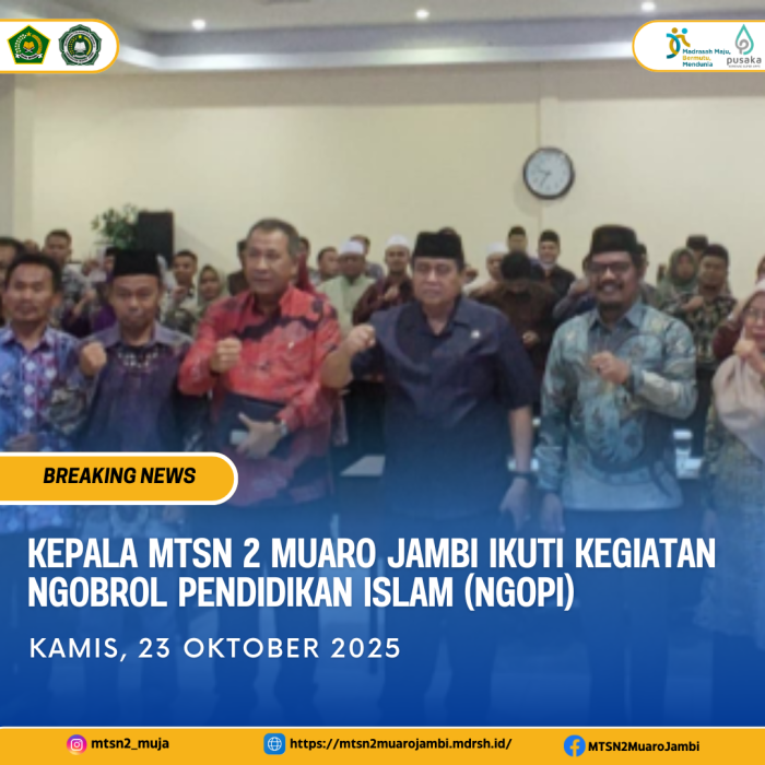 Kepala MTsN 2 Muaro Jambi Ikuti Kegiatan Ngobrol Pendidikan Islam (NgoPI) di Wiltop Hotel