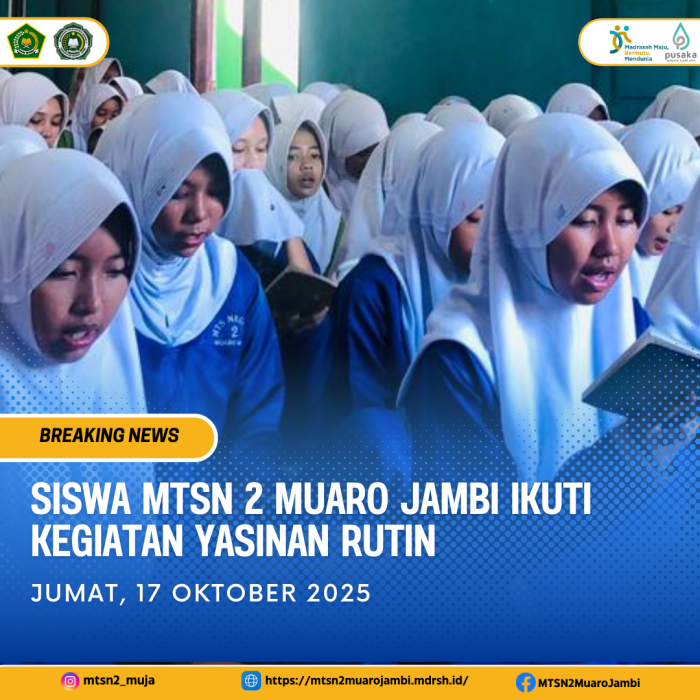 Siswa MTsN 2 Muaro Jambi Laksanakan Yasinan Rutin pada Jumat Penuh Berkah