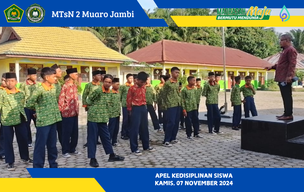 Apel Kedisiplinan Siswa MTsN 2 Muaro Jambi Dipimpin oleh Wakil Kepala Bidang Kurikulum