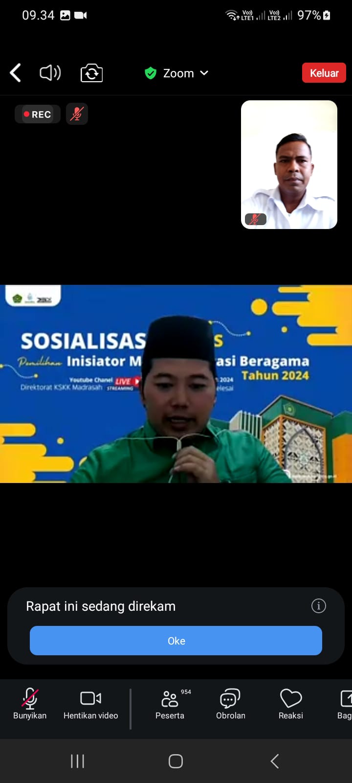 MTsN 2 Muaro Jambi Ikuti Sosialisasi Inisiator Muda Moderasi Beragama 2024