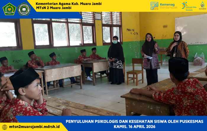 Puskesmas Sekernan Ilir Adakan Penyuluhan Psikologi dan Pemeriksaan Kesehatan di MTsN 2 Muaro Jambi