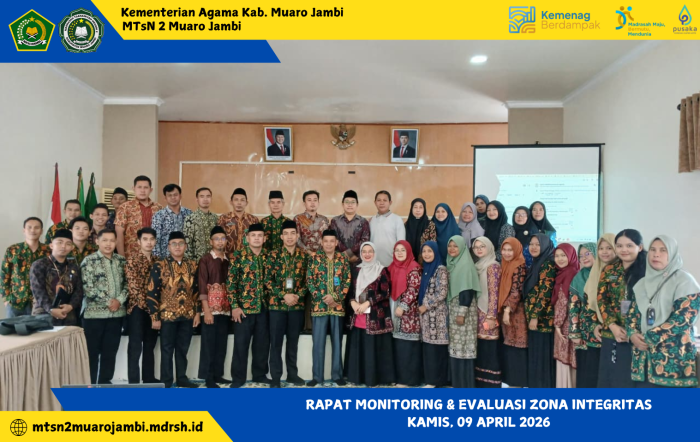 Dukung Pembangunan Zona Integritas, Staff MTsN 2 Muaro Jambi Ikuti Rapat Monev di Kemenag Muaro Jambi