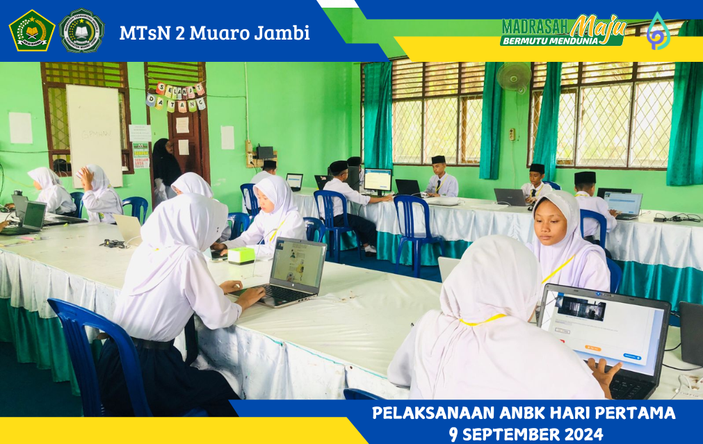 Pelaksanaan ANBK Hari Pertama di MTsN 2 Muaro Jambi Berfokus pada Literasi
