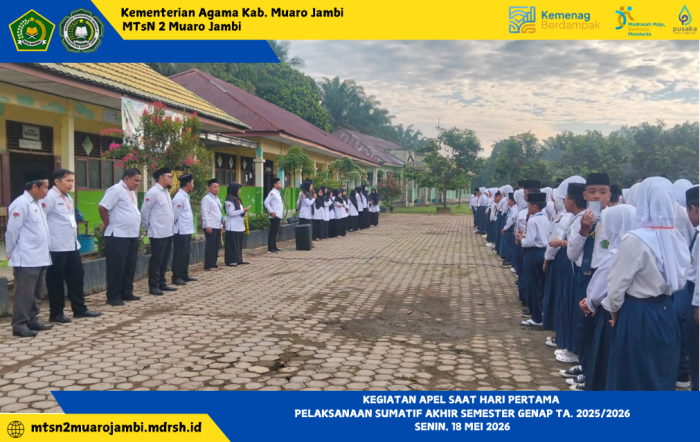 Apel Pagi MTsN 2 Muaro Jambi, Panitia Sumatif Akhir Semester Berikan Pengarahan kepada Siswa Apel Pagi MTsN 2 Muaro Jambi, Panitia Sumatif Akhir Semester Berikan Pengarahan kepada Siswa