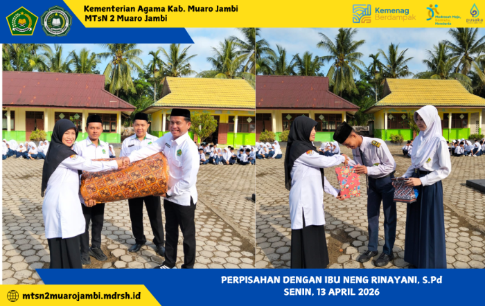 Suasana Haru Warnai Acara Perpisahan Salah Satu Guru MTsN 2 Muaro Jambi