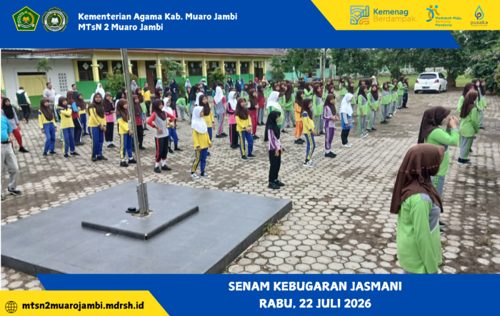 Tingkatkan Kebugaran dan Kebersamaan, MTsN 2 Muaro Jambi Laksanakan Senam Rutin Setiap Hari Rabu